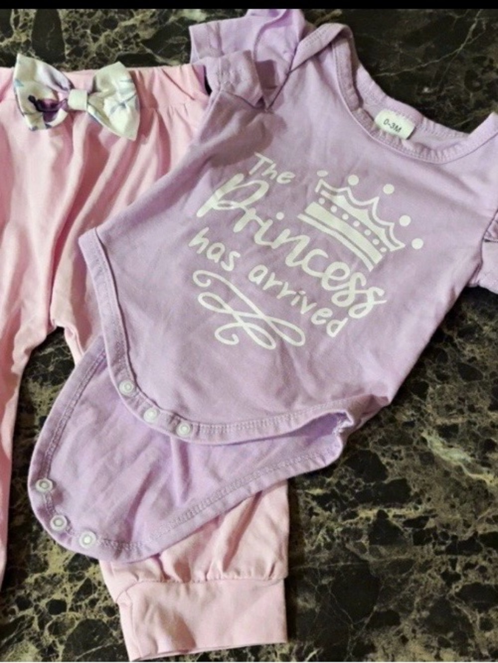 SHEIN Lilac and Pink Baby Girls Matching Bodysuit & Pants Set
